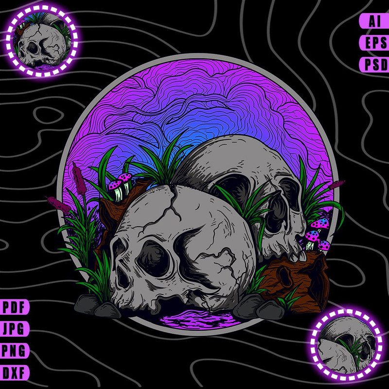 Skulls Vector TShirt Design AI EPS PSD PDF DXF SVG WEBP JPG PNG 0