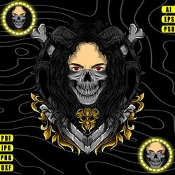 skull mask - vector t-shirt design ( ai, eps, psd, pdf, dxf, svg, webp, jpg, png )