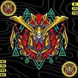 samurai robot - vector t-shirt design ( ai, eps, psd, pdf, dxf, svg, webp, jpg, png )