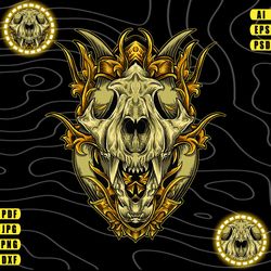 monster skull - vector t-shirt design ( ai, eps, psd, pdf, dxf, svg, webp, jpg, png )