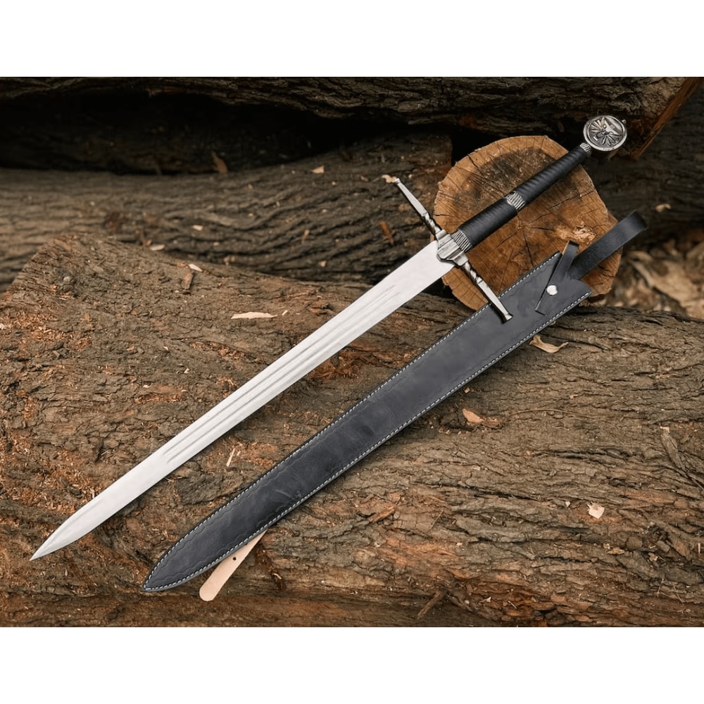 Witcher 3 Sword Replica Of Geralt Of Rivia WolfThemed Feline Steel Silver Decorative Sword Perso 0