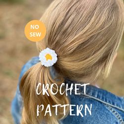 flower hair tie crochet pattern, scrunchy pattern english pdf download