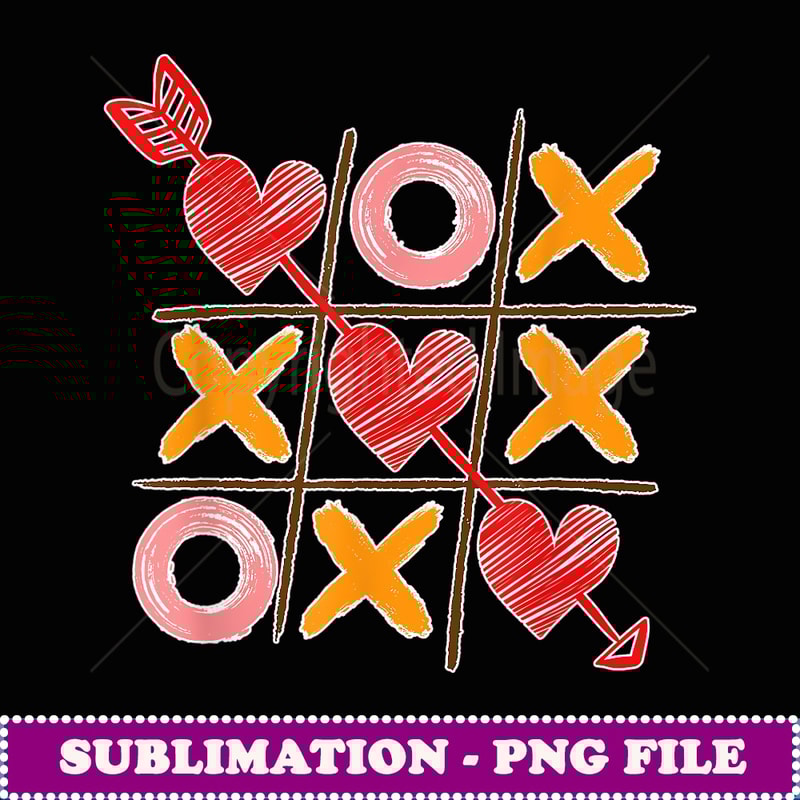 Cute Valentine T Tic Tac Toe Hearts Win - Signature Sublimation PNG File