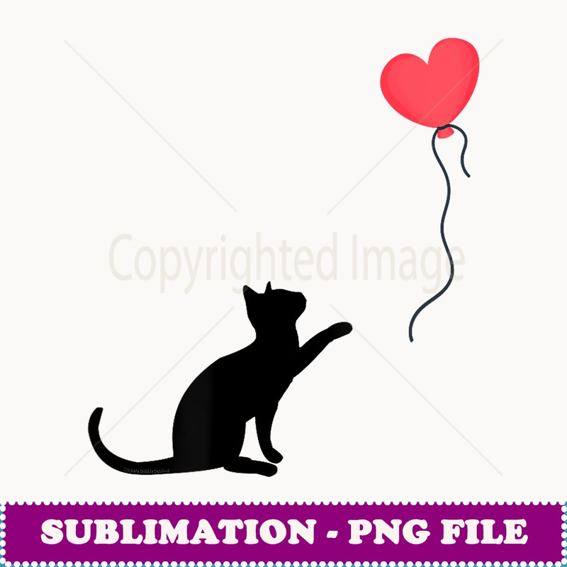 Cute Cat Heart Balloon Cat Mom Cat Dad Valentine's Day - Sublimation Digital Download