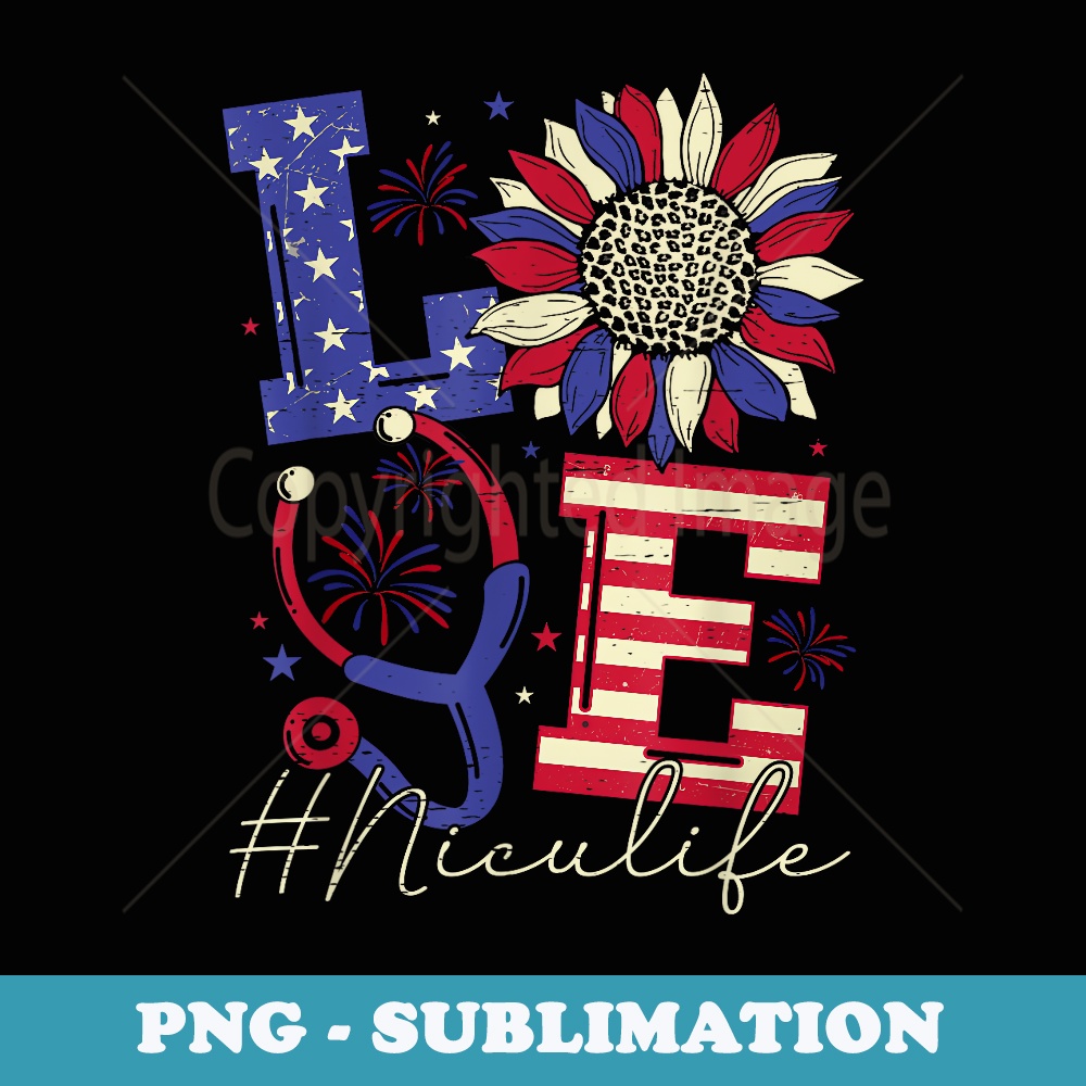 All American Nurse Scrub Memorial Day 4th of July Nicu Nurse - Vintage Sublimation PNG Download