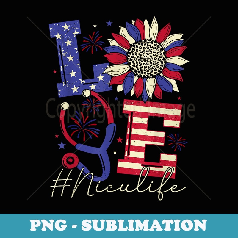 All American Nurse Scrub Memorial Day 4th of July Nicu Nurse - Vintage Sublimation PNG Download