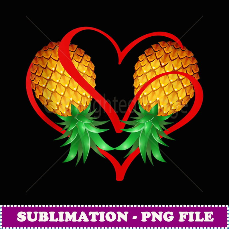 Couple Swinger Upside Down Pineapple with Red Heart - Stylish Sublimation Digital Download