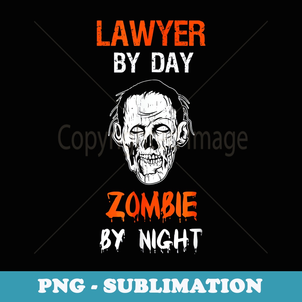 Lawyer By Day Zombie By Night Halloween Funny Costume - Decorative Sublimation PNG File