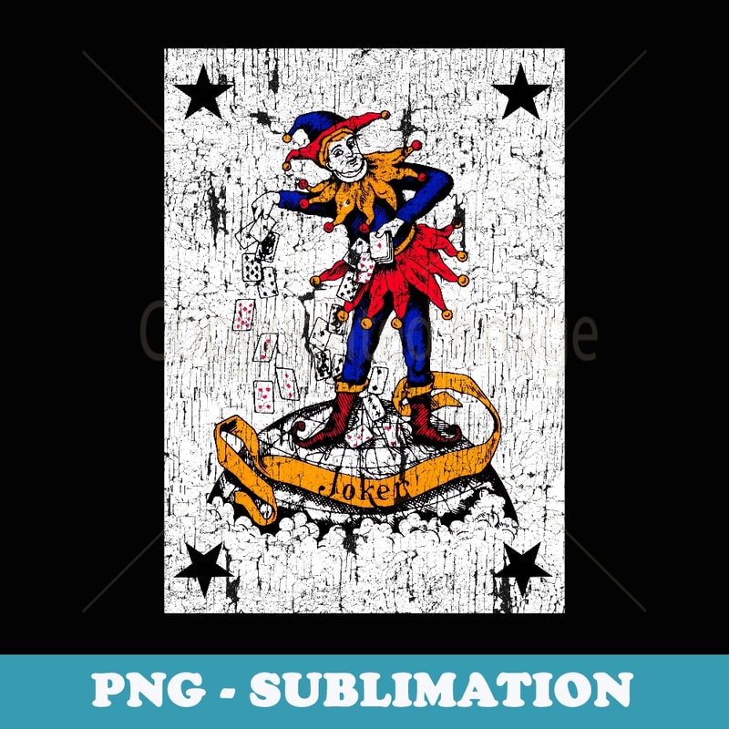 Black Joker Playing Card Halloween Costume Vintage - PNG Transparent Sublimation Design