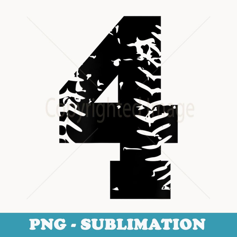 Number #4 Softball Baseball Jersey Black Grunge Lucky Number - Sublimation PNG File