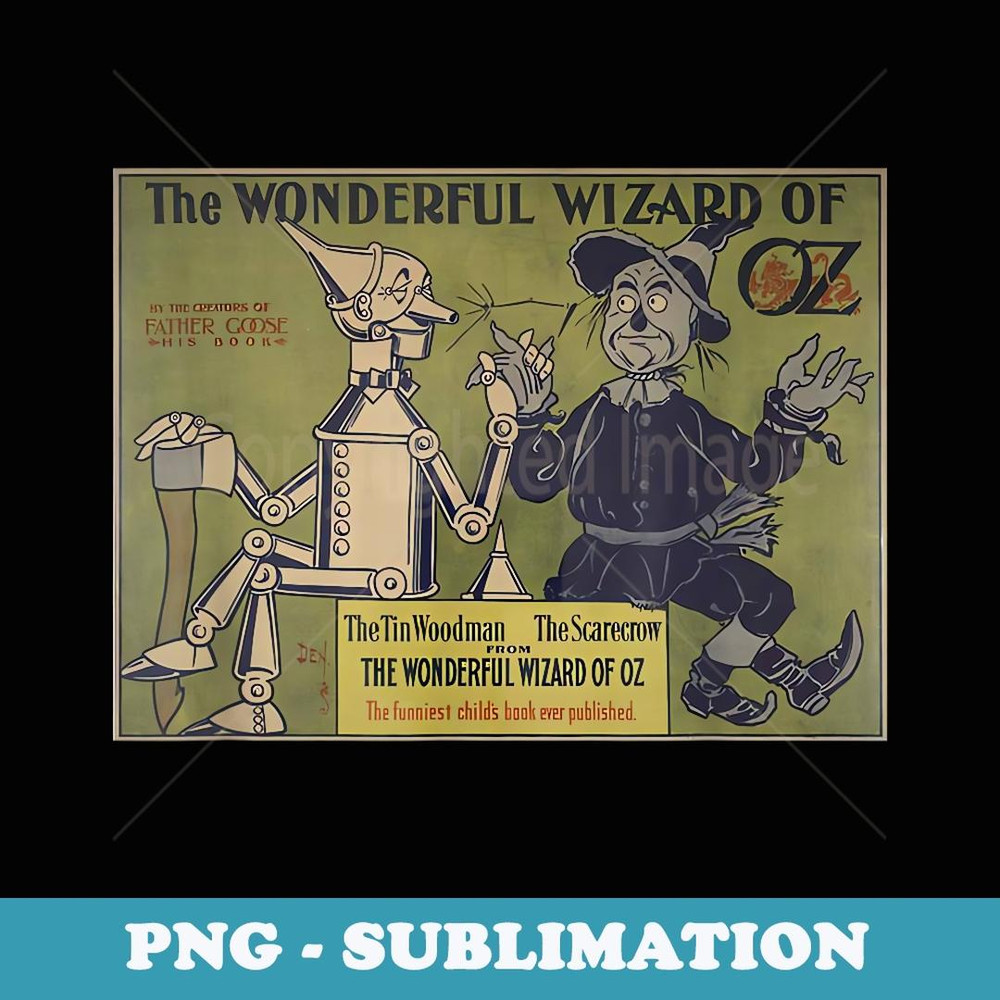 Vintage Scarecrow Tin-Man Art-The Wizard Of OZ - Creative Sublimation PNG Download