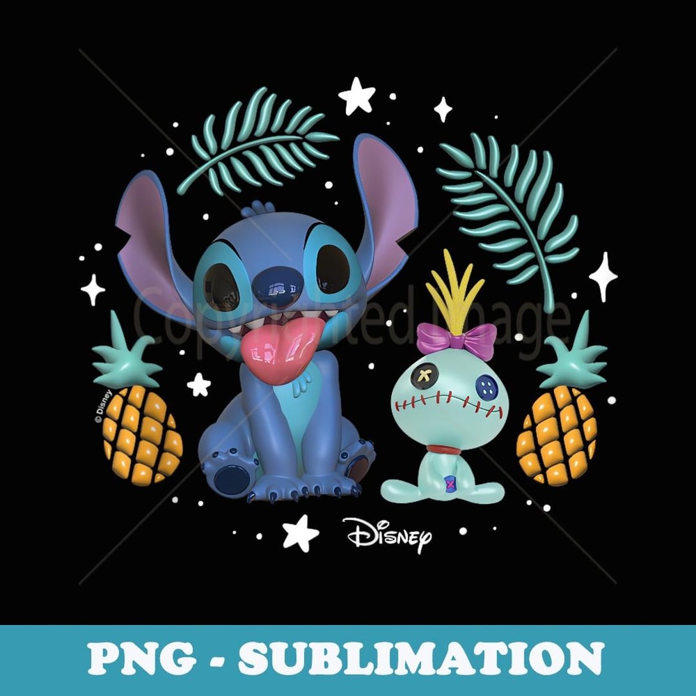 Lilo And Stitch - Stitch And Scrump Pineapples Stars Leaves - Trendy Sublimation Digital Download