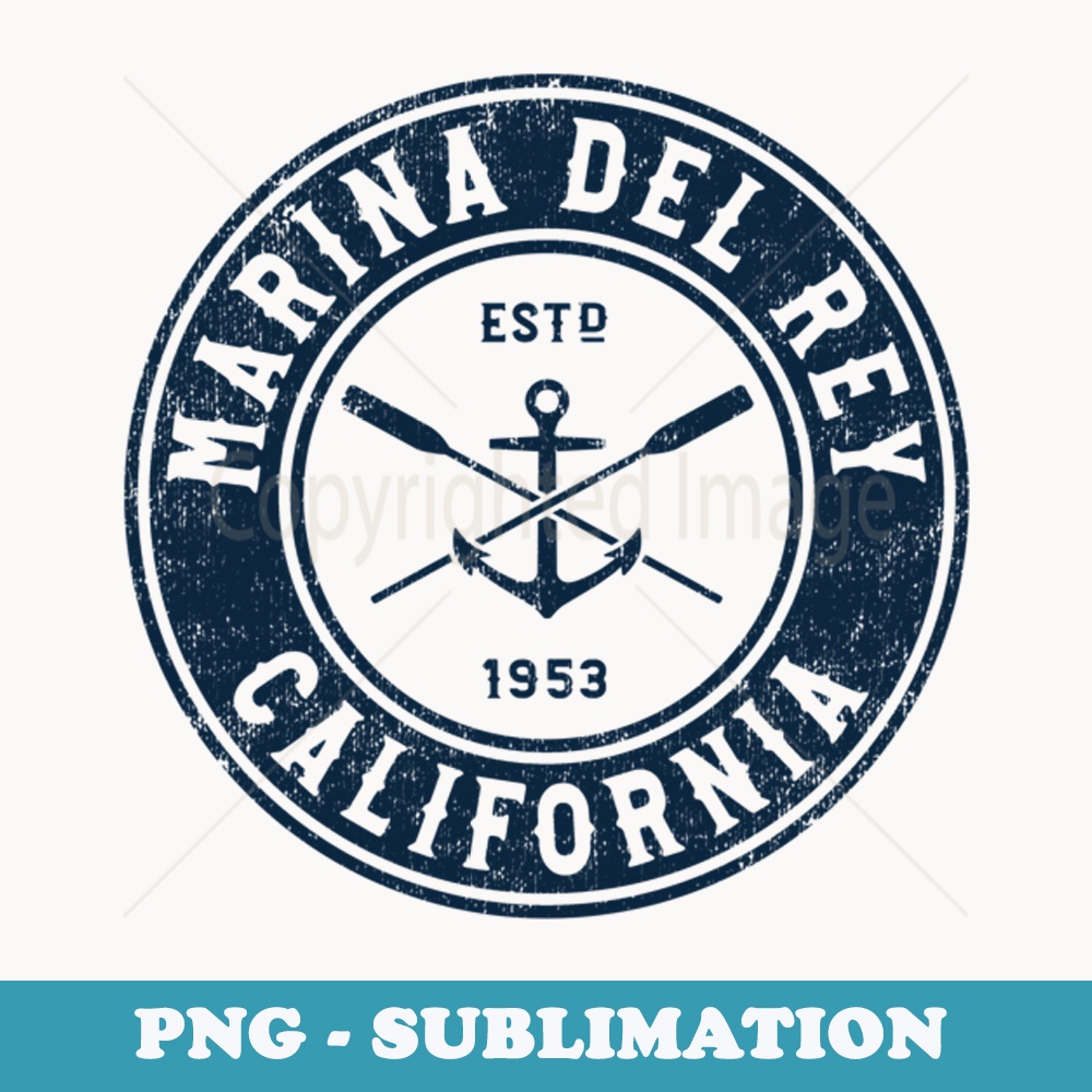 Marina Del Rey California CA Vintage Boat Anchor & Oars - Instant PNG Sublimation Download
