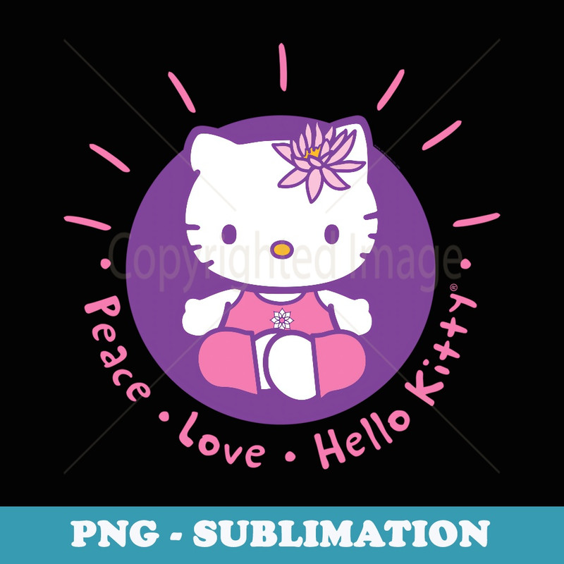 Hello Kitty Yoga Peace Love Lotus Meditation - PNG Transparent Sublimation File