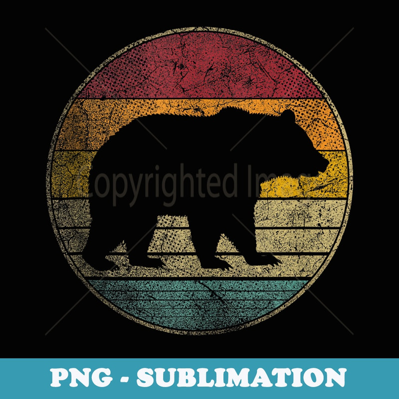 Grizzly Bear Vintage Retro Nature Zoo Papa Mama Hiking Camp - Decorative Sublimation PNG File