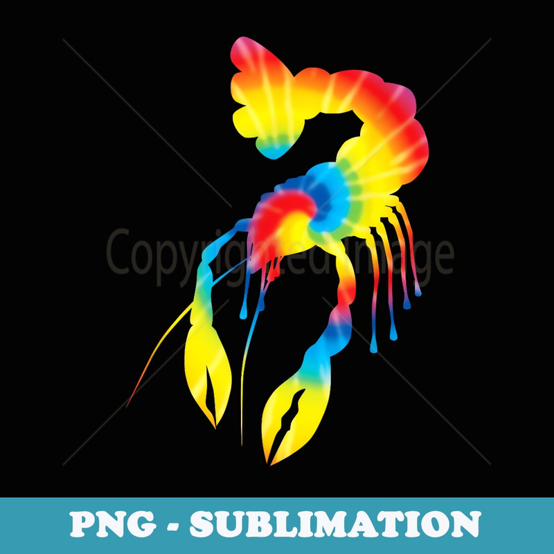 Tie Dye Lobster Rainbow Print Crayfish Hippie Peace - Modern Sublimation PNG File