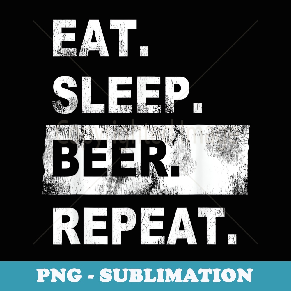 Vintage Eat Sleep Beer Repeat Bar - PNG Transparent Sublimation Design