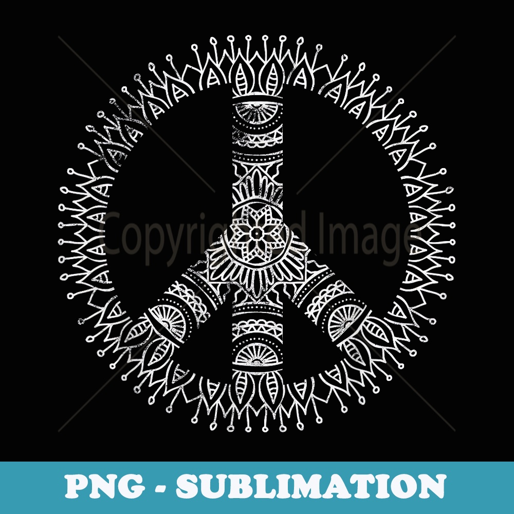 Light Boho Yoga Ornate Mandala Peace Sign Hippie - Modern Sublimation PNG File