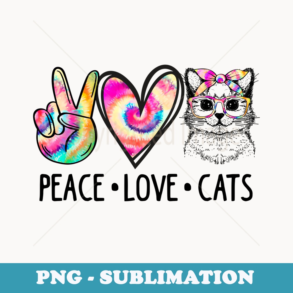 Cat Rescue Adopt A Cat Cat Mom Tie Dye Peace Love Cat - PNG Sublimation Digital Download