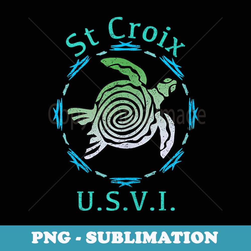 St. Croix USVI Vintage Tribal Turtle - Vintage Sublimation PNG Download