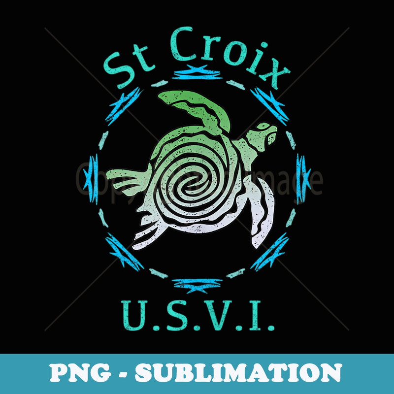 St. Croix USVI Vintage Tribal Turtle - Vintage Sublimation PNG Download