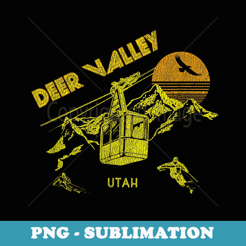 Deer Valley Utah Retro Skiing - PNG Transparent Sublimation Design