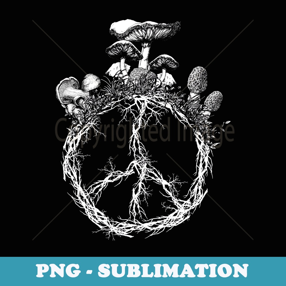 Vintage Peace Sign Mushroom Cottagecore Shroom Mycology - Aesthetic Sublimation Digital File