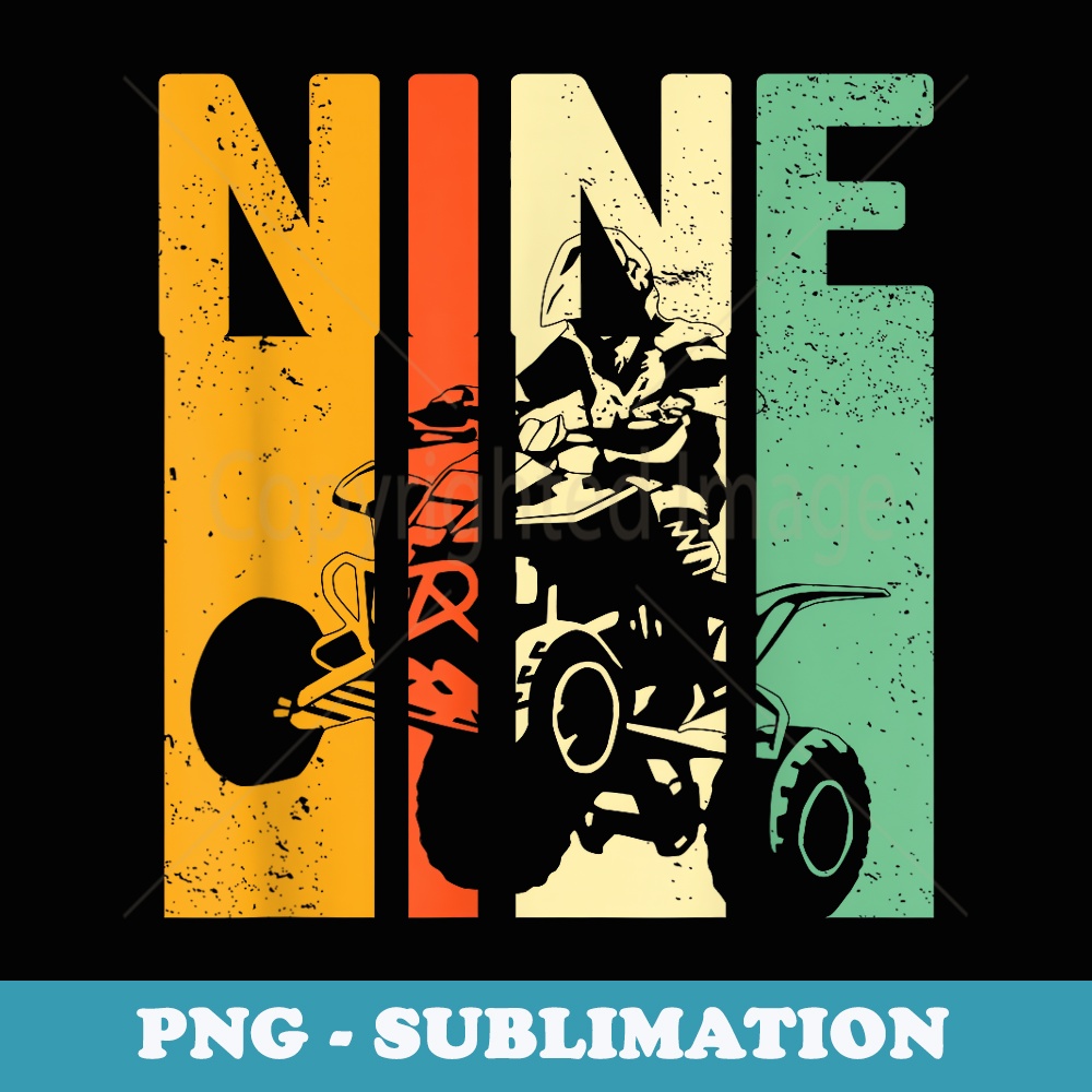 9th Birthday ATV Off Road Four Wheeler Quad Bike Mud Racing - Instant Sublimation Digital Download