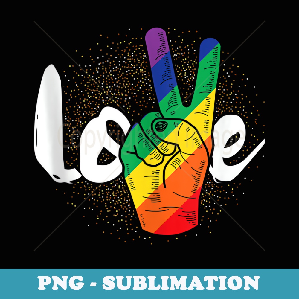 Love Peace Sign Rainbow Flag LGBT - PNG Sublimation Digital Download