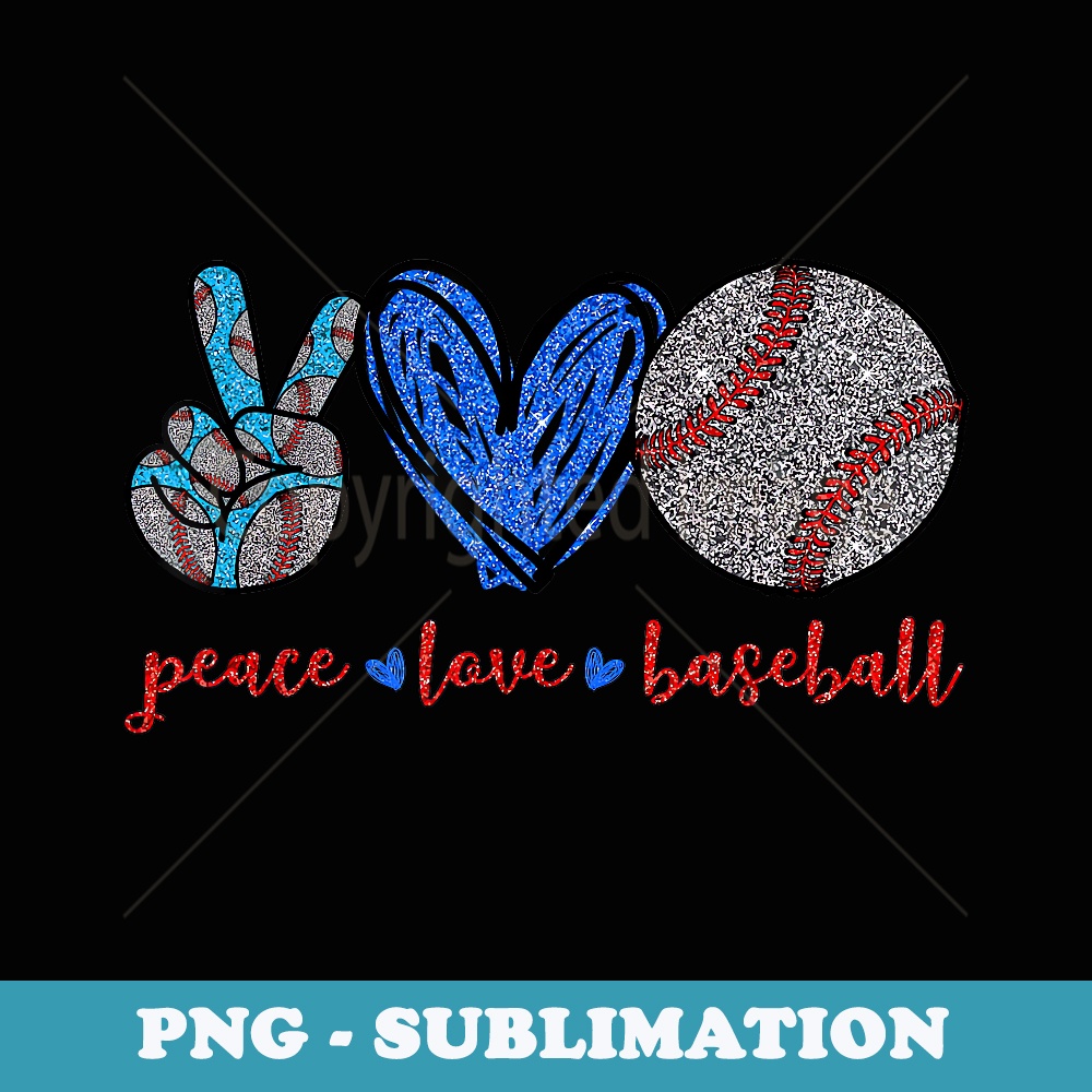 Peace Love Baseball Heart Peace Hand Sign Baseball Lovers - Elegant Sublimation PNG Download
