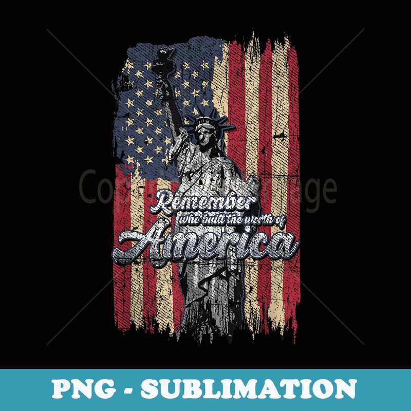 USA American Flag and Statue of Liberty Retro Vintage - PNG Transparent Sublimation File