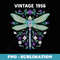 s Vintage 1956 Dragonfly Flower Floral Art 68th Birthday - Aesthetic Sublimation Digital File