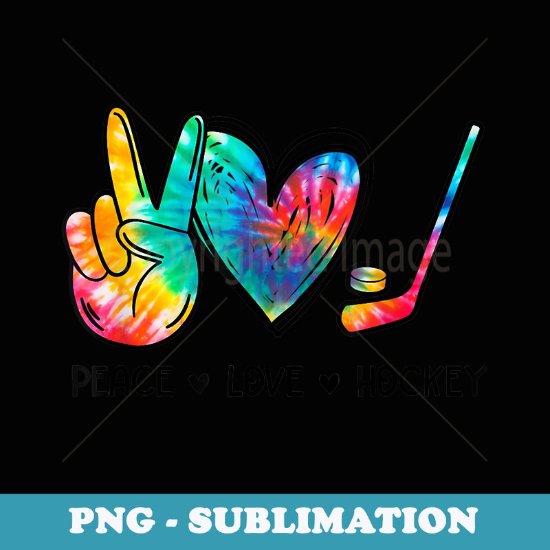 Peace Love hockey Tie Dye - Exclusive PNG Sublimation Download