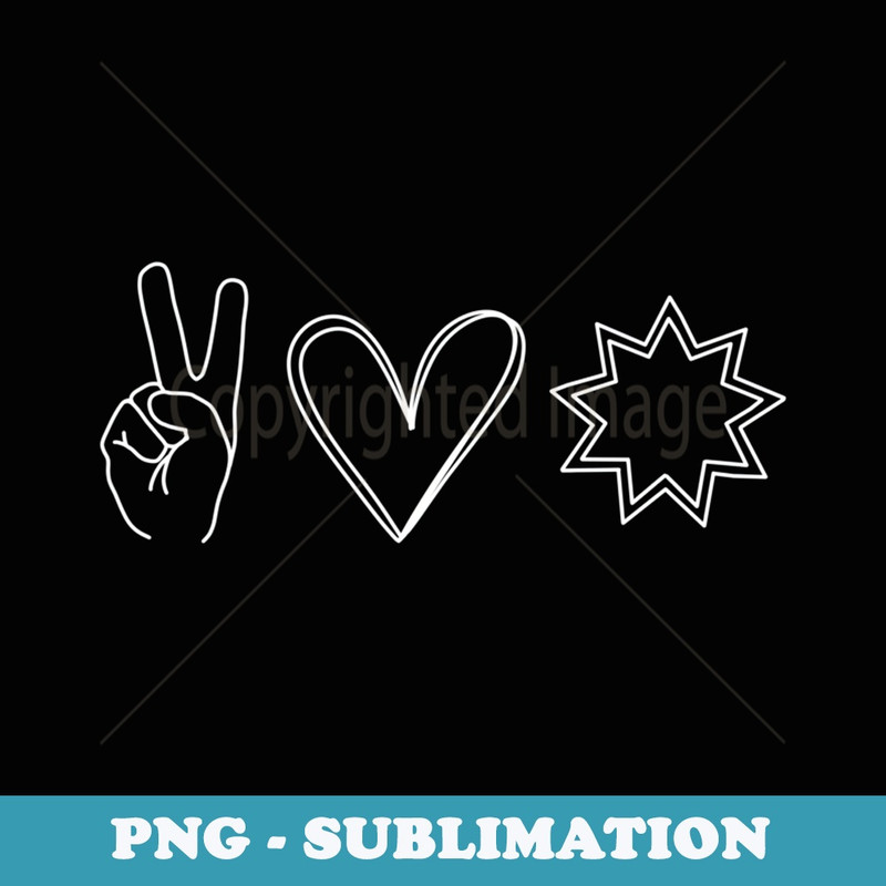 Peace Sign with a Heart and a 9 Pointed Star Bahau2019i Faith - Trendy Sublimation Digital Download