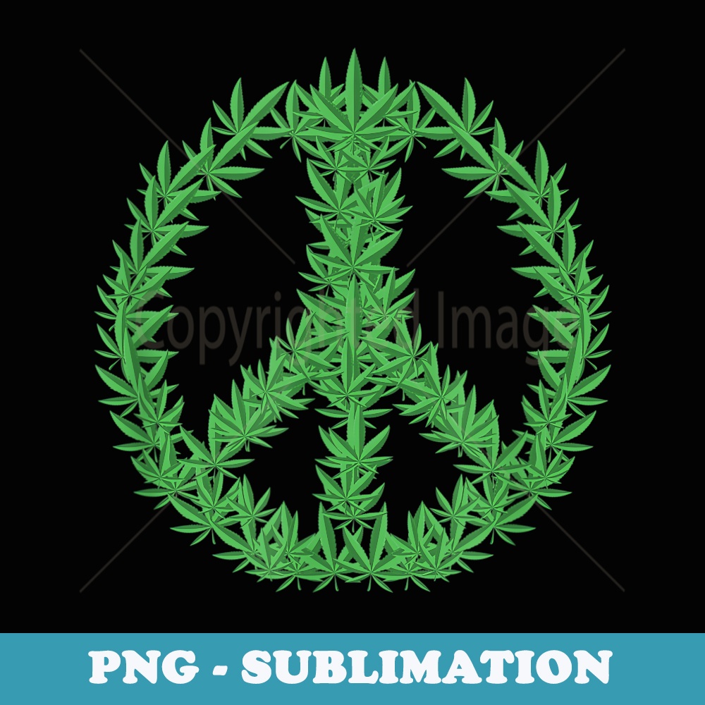 Peace Sign Weed Leaf Marijuana Hippie Style Symbol Cannabis - Aesthetic Sublimation Digital File