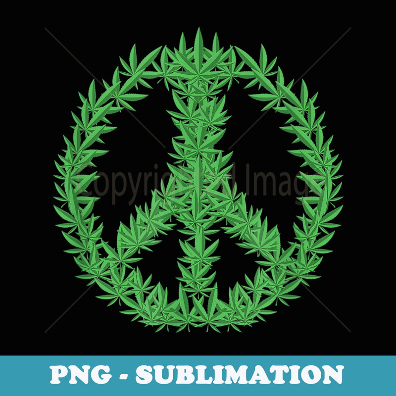 Peace Sign Weed Leaf Marijuana Hippie Style Symbol Cannabis - Aesthetic Sublimation Digital File