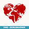 Heart World Map Peace Kindness Lover - Unique Sublimation PNG Download