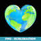 Earth Day Love Heart World Globe - Creative Sublimation PNG Download