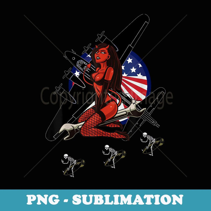 WWII Nose Art Bomber Devil Girl Retro B17 Vintage Bomber 1 - Sublimation Digital Download
