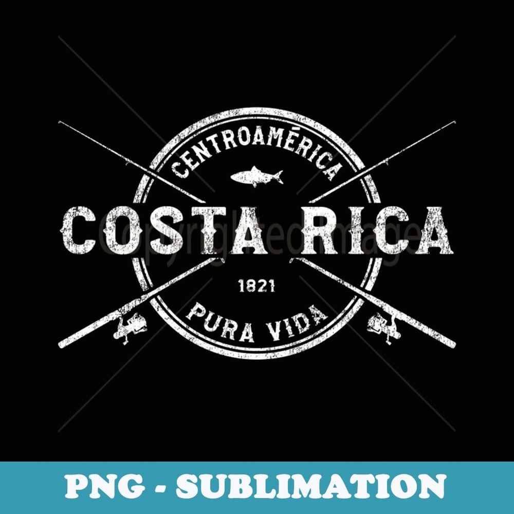 Costa Rica Vintage Crossed Fishing Rods - Unique Sublimation PNG Download