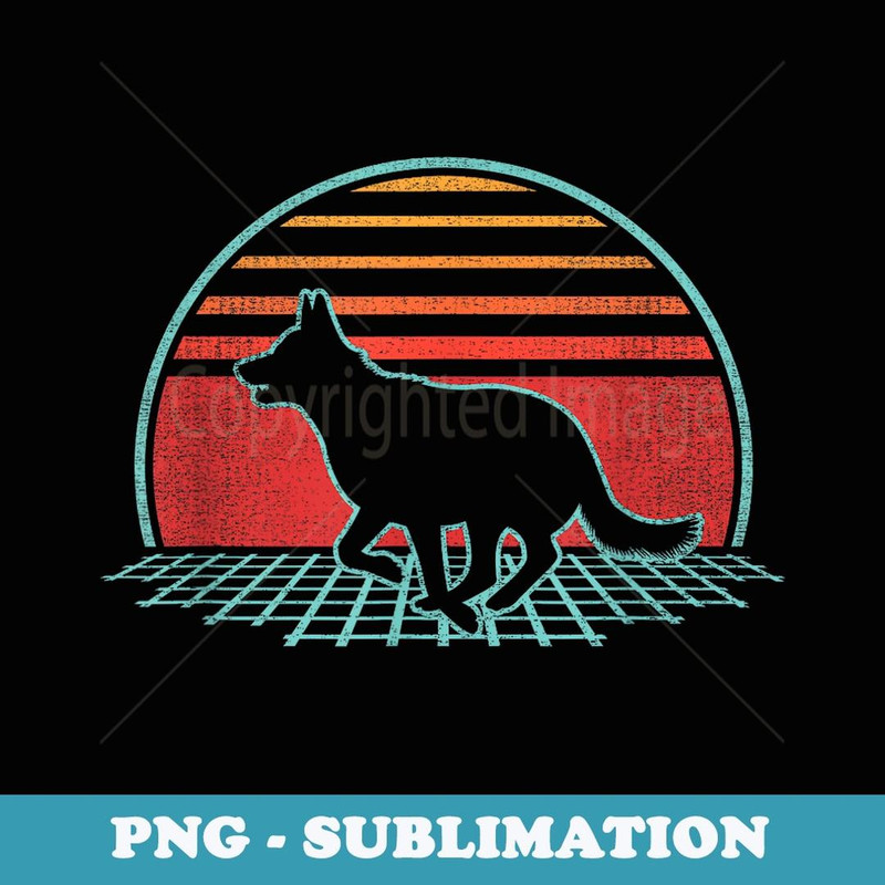 German Shepherd Retro Dog Lover Vintage 80s Style - Trendy Sublimation Digital Download