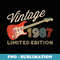 Vintage 1987 Limited Edition Guitar Year Of Birth Birthday - Vintage Sublimation PNG Download