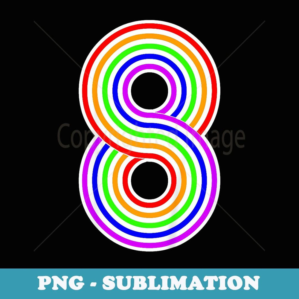 Happy Family Clothing Rainbow 8th Birthday Number - Modern Sublimation PNG File