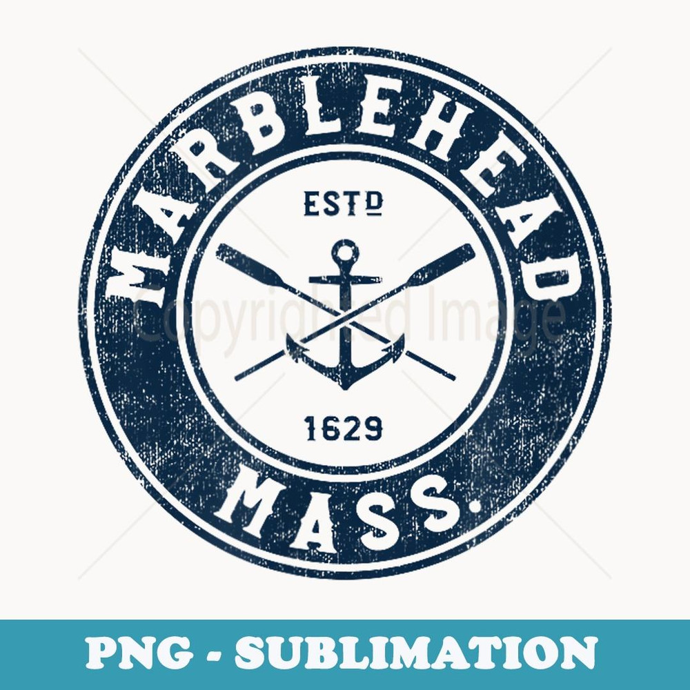 Marblehead Massachusetts MA Vintage Boat Anchor & Oars - Signature Sublimation PNG File