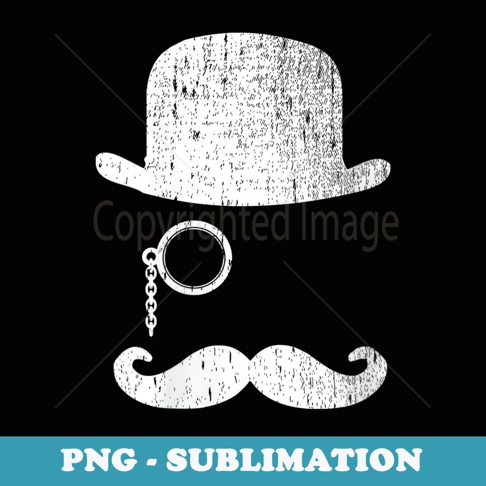 s Vintage Top Hat With Monocle Eye Lens And Handlebar Mustache - Exclusive PNG Sublimation Download