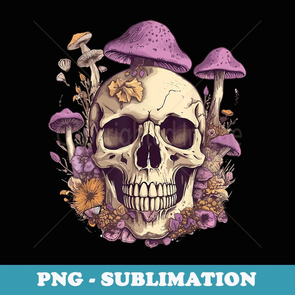 Cottagecore Skull Mushroom Collector Morel Mycologist Goth - Professional Sublimation Digital Download