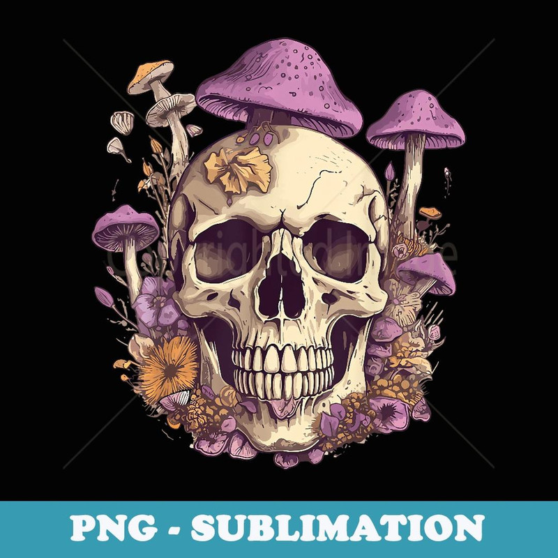 Cottagecore Skull Mushroom Collector Morel Mycologist Goth - Professional Sublimation Digital Download