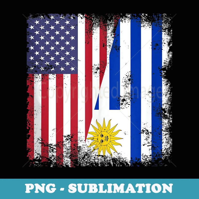 Half Uruguayan Flag Design Vintage Uruguay USA - Instant Sublimation Digital Download
