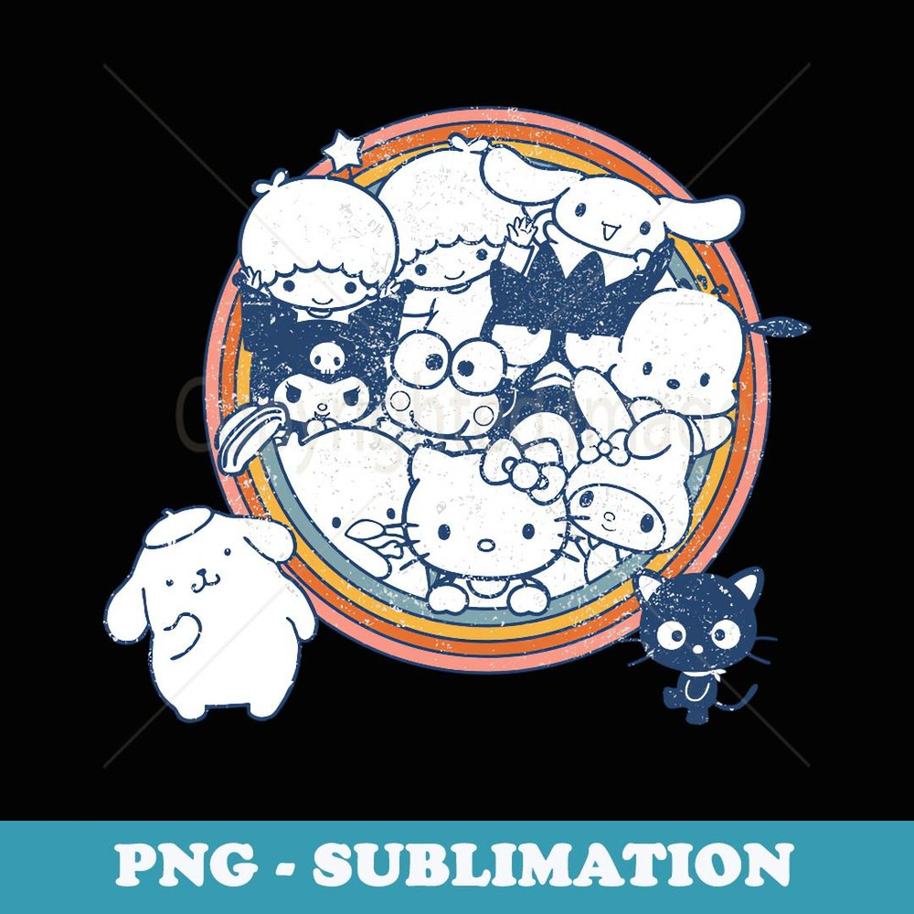 Hello Kitty and Friends Vintage Rainbow Circle - Sublimation Digital Download