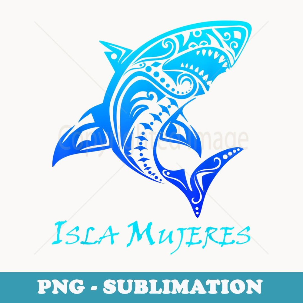 Isla Mujeres Tribal Shark Polynesian Tattoo Style - Vintage Sublimation PNG Download
